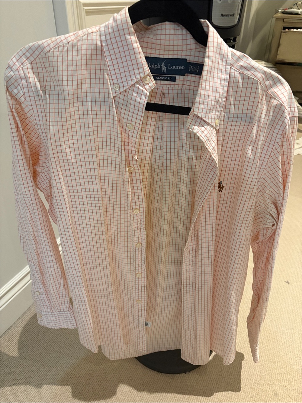 Polo Ralph Lauren Men’s White Shirt with Pink Grid Check